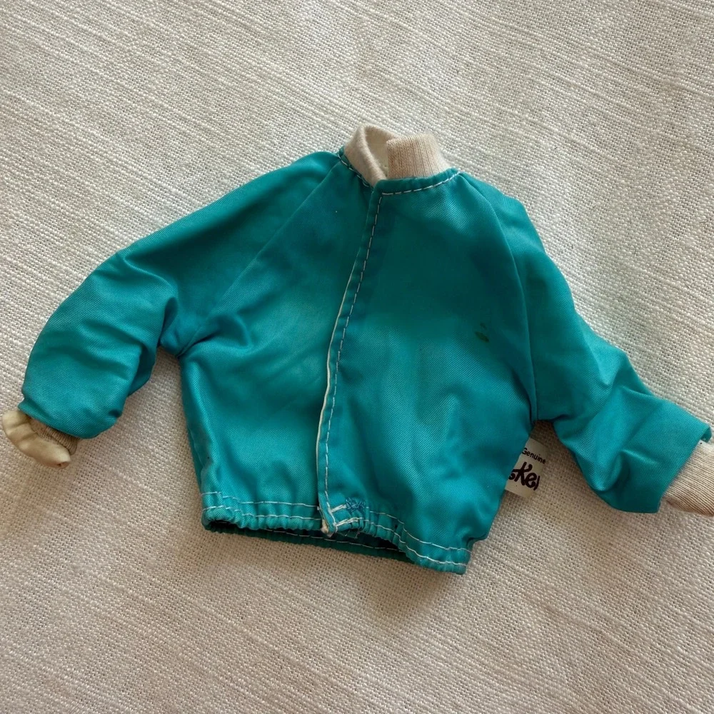 Vintage Genuine Ken Doll Turquoise Blue Windbreaker Bomber Jacket Mattel